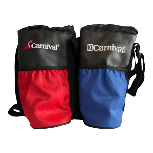 Carnival Cruise Line Insulated Drink Coolers Set of 2 Red Blue Strap Holders