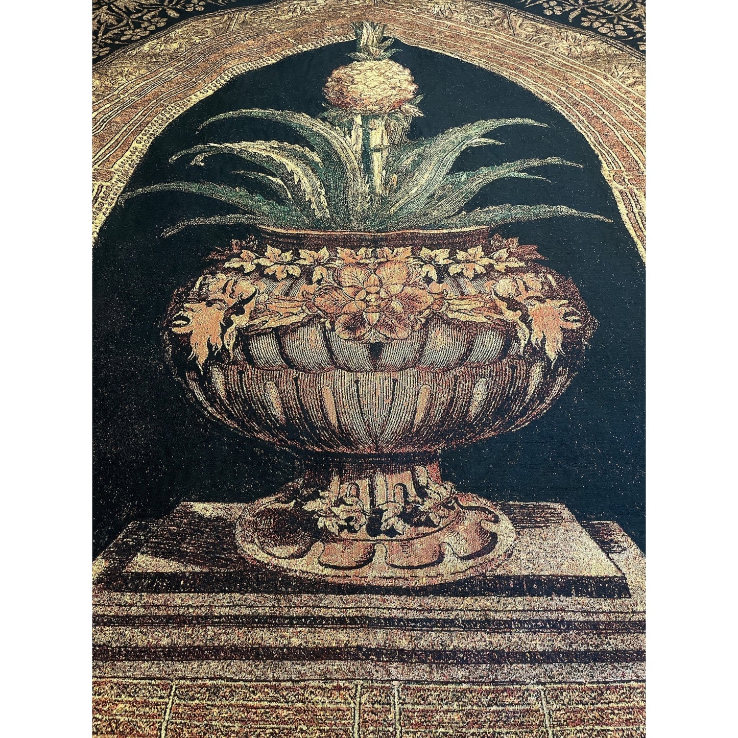 Vintage Fine Art Tapestries Wall Hanging – 50x70 Woven Jacquard Floral Urn, Made in USA
