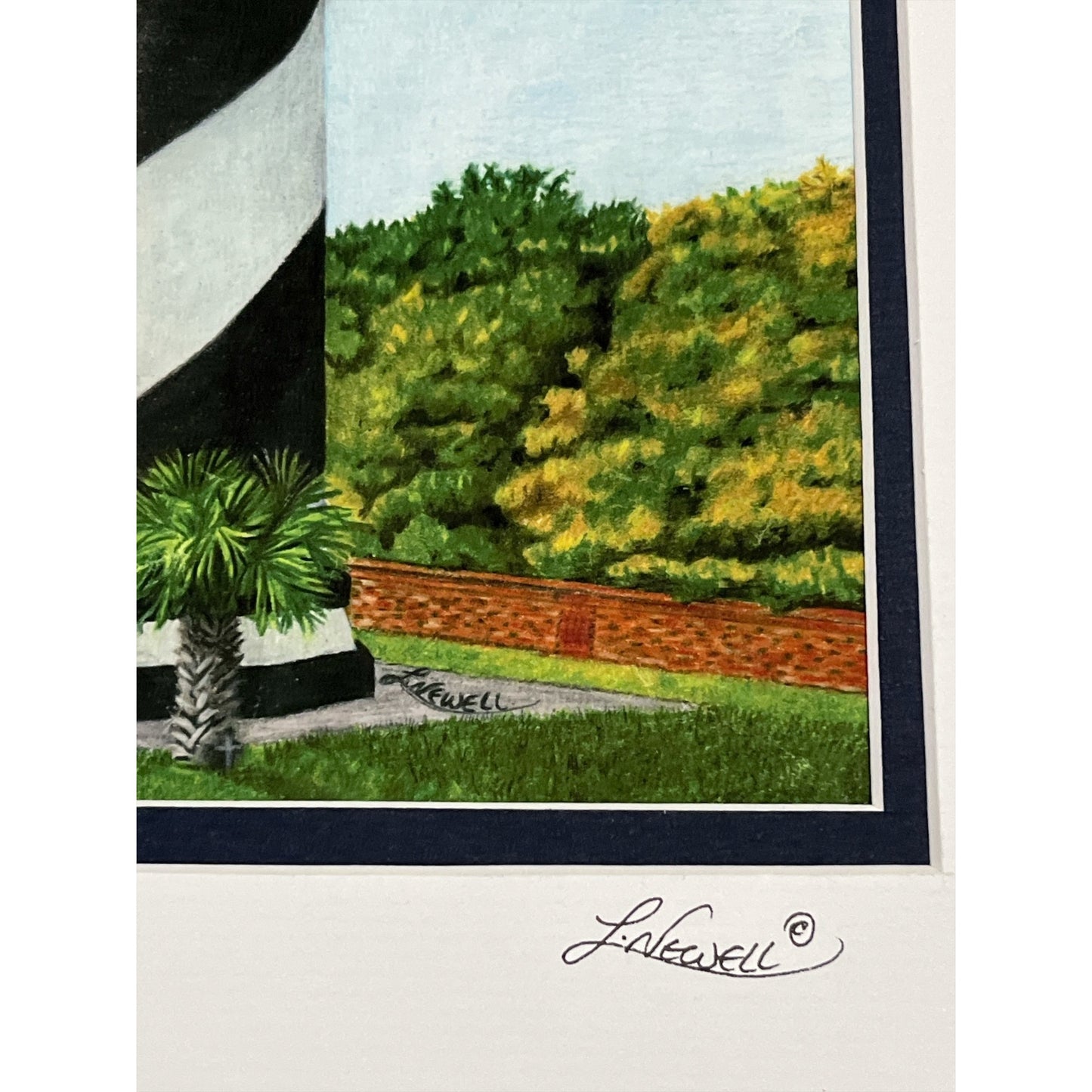 Lynn Newell Signed Print – *St. Augustine Light* Lighthouse Pencil Art