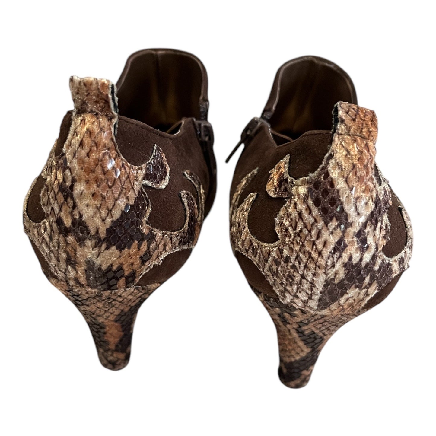 Wallace & Clark Vangie Women’s Brown Snakeskin Embroidered Heels Size 8W