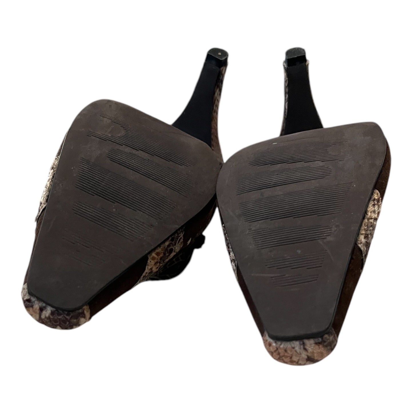 Wallace & Clark Vangie Women’s Brown Snakeskin Embroidered Heels Size 8W