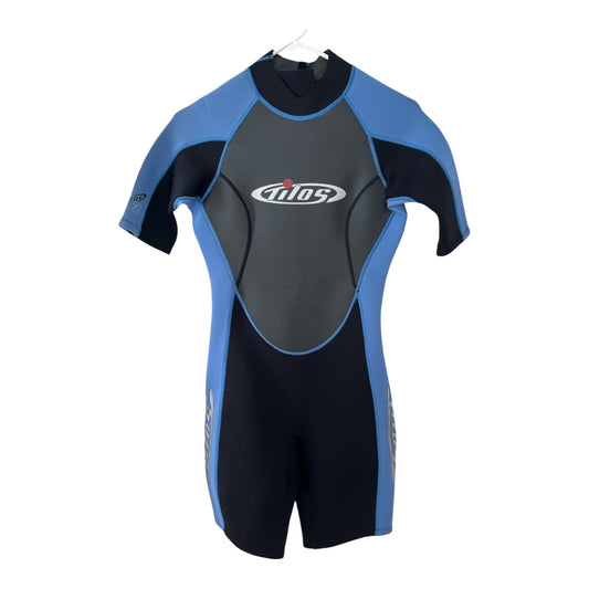 Tilos Men’s M Shorty Wetsuit – 2/2mm Neoprene Nylon – Black Blue – Surf Dive Swim