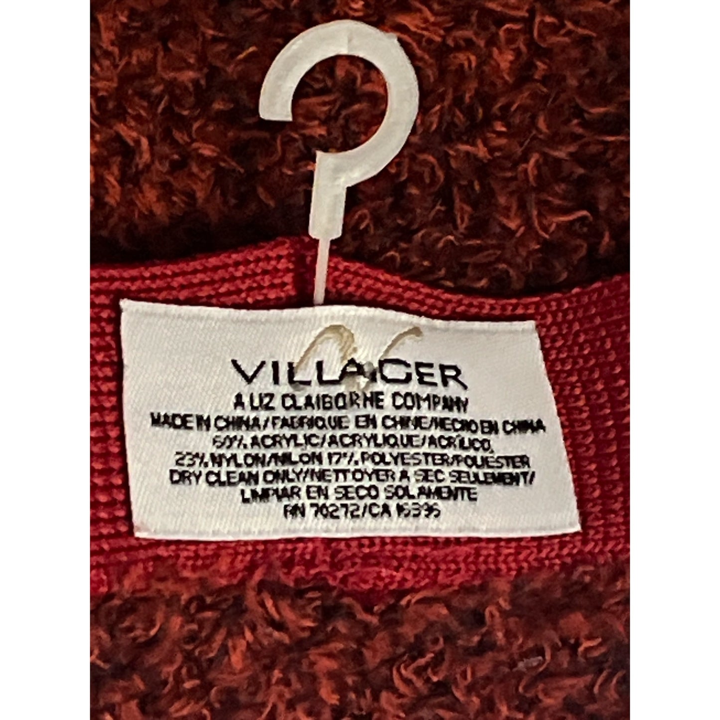 Vintage Y2K Villager by Liz Claiborne Chenille Bucket Hat – Textured Red Cloche Style – 90s/2000s Cozy Knit Winter Hat