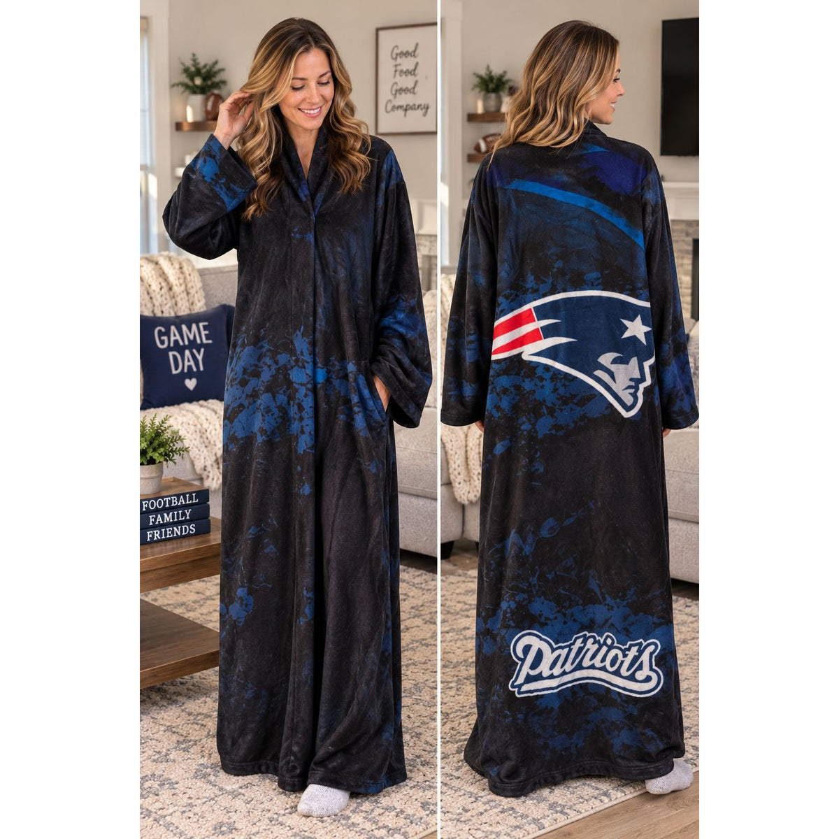 New England Patriots NFL Wearable Blanket Robe Oversized 52 Inch