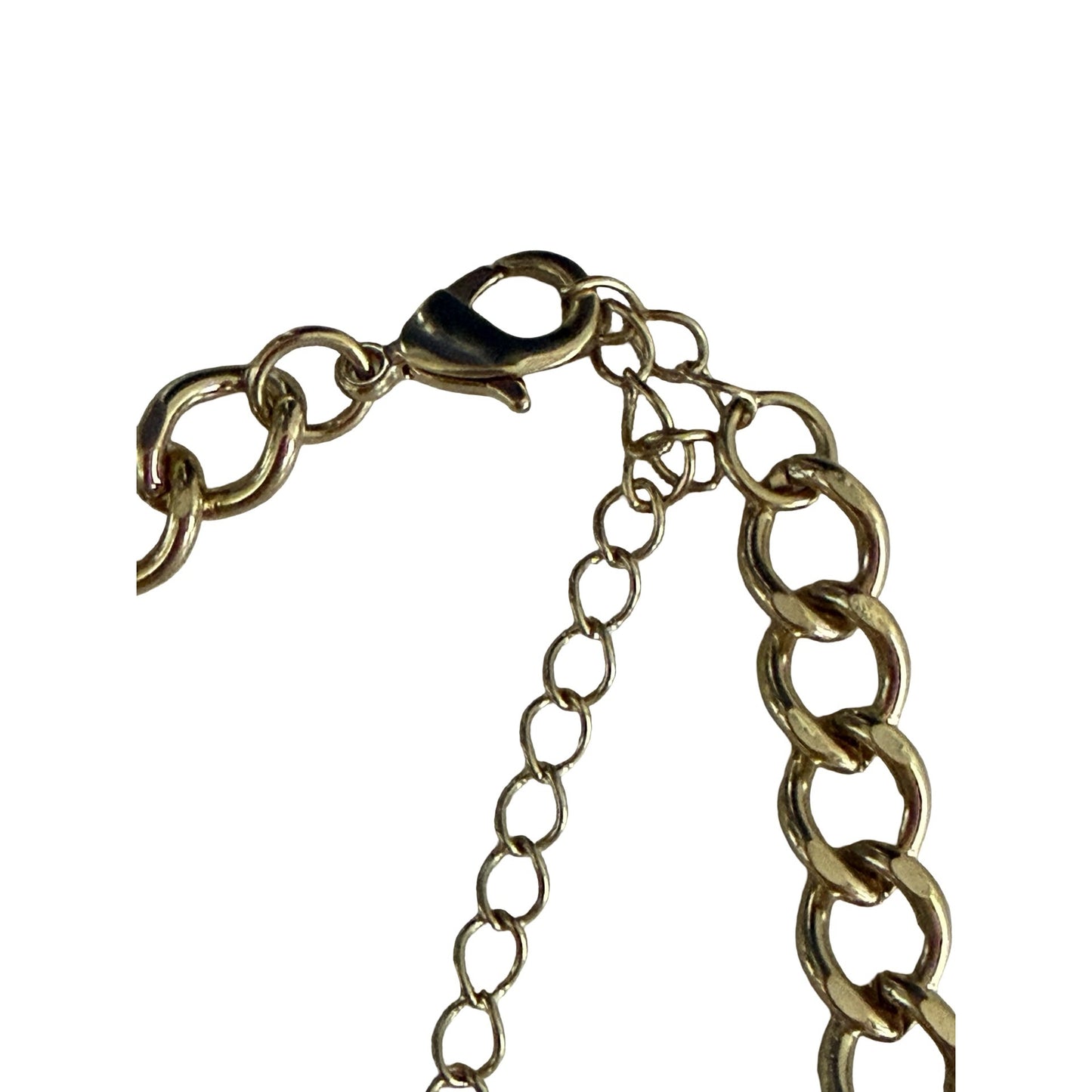 Vintage Statement Gold Tone Chain Necklace Cream Lucite Cabochon Pendant 16"