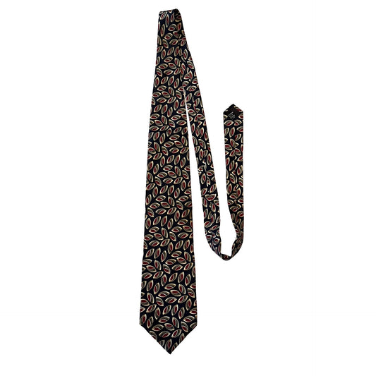 Christian Dior Monsieur Silk Tie Navy Red Gold Geometric Pattern Made in USA Vintage Designer Necktie