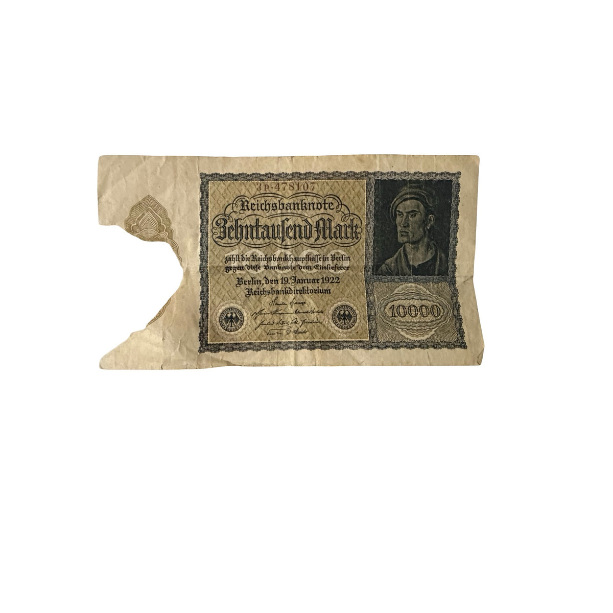1922 Germany 10000 Mark P72 Vampire Note Weimar Reichsbanknote