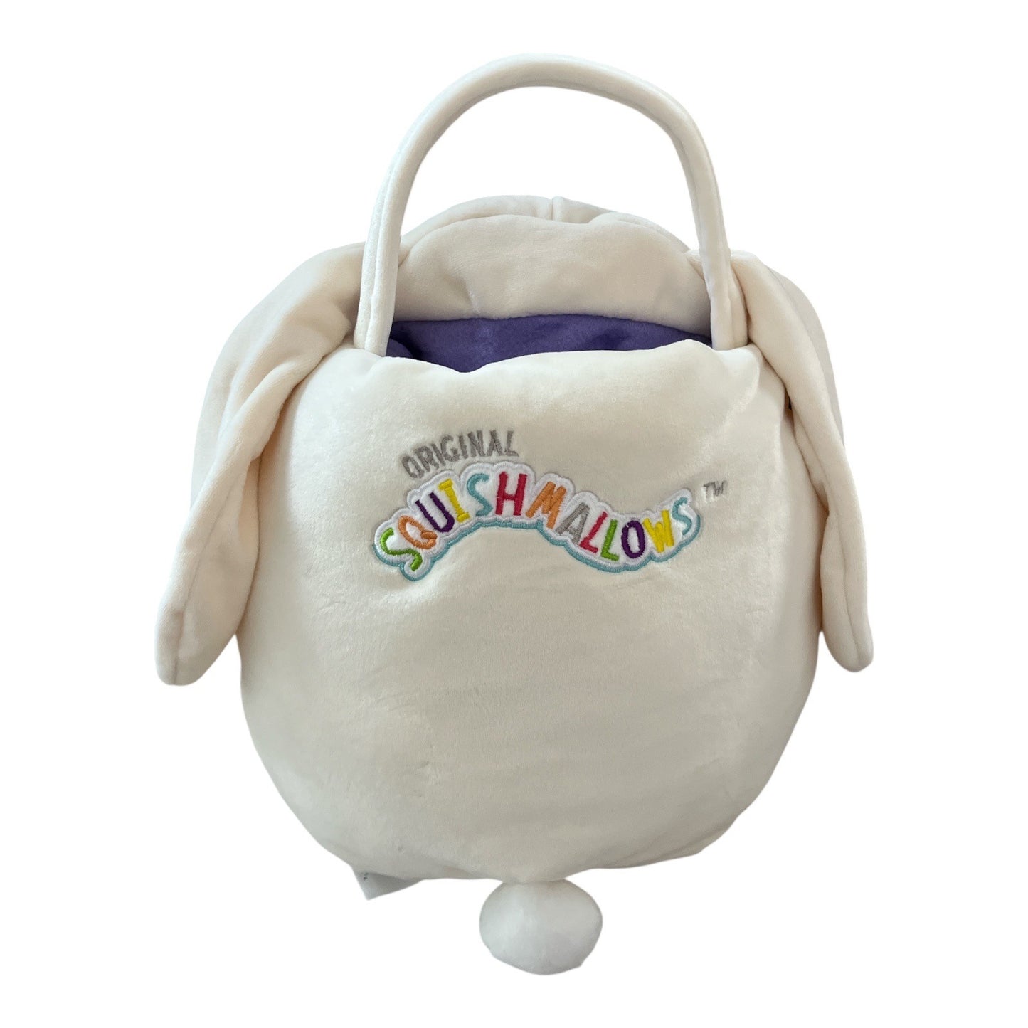 Squishmallows Valentina Bunny Easter Basket Plush Tote White Rabbit Carry Basket