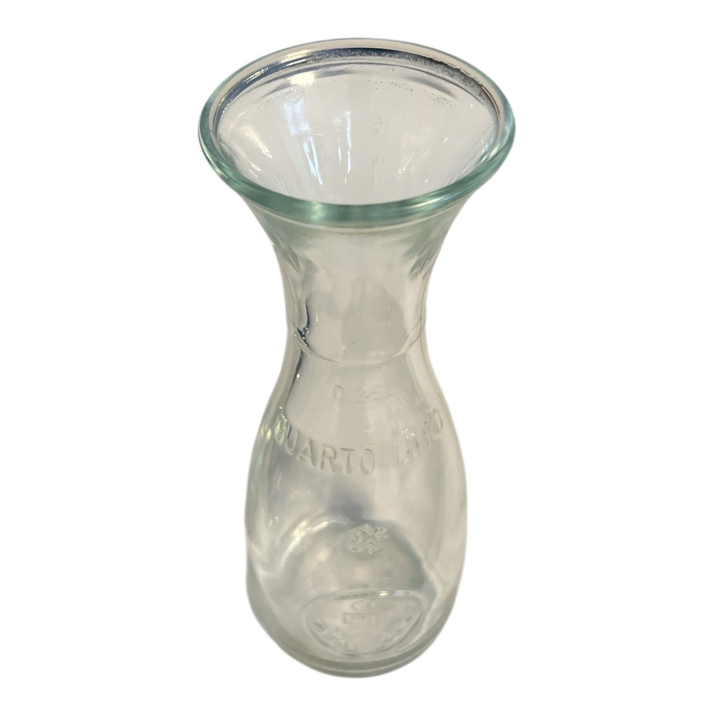 Vintage Bormioli Rocco Italian Carafe – 0.25L Quarto Litro Embossed Clear Glass – Italy