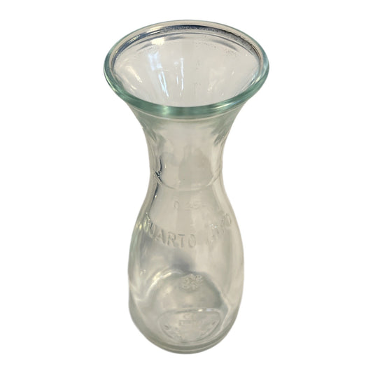Vintage Bormioli Rocco Italian Carafe – 0.25L Quarto Litro Embossed Clear Glass – Italy