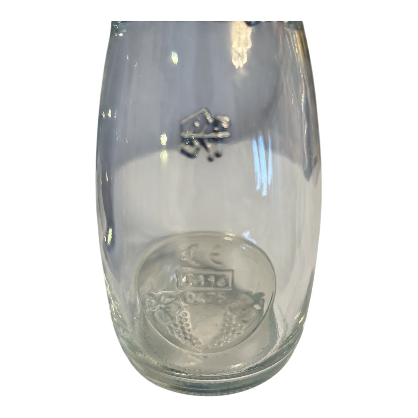 Vintage Bormioli Rocco Italian Carafe – 0.25L Quarto Litro Embossed Clear Glass – Italy