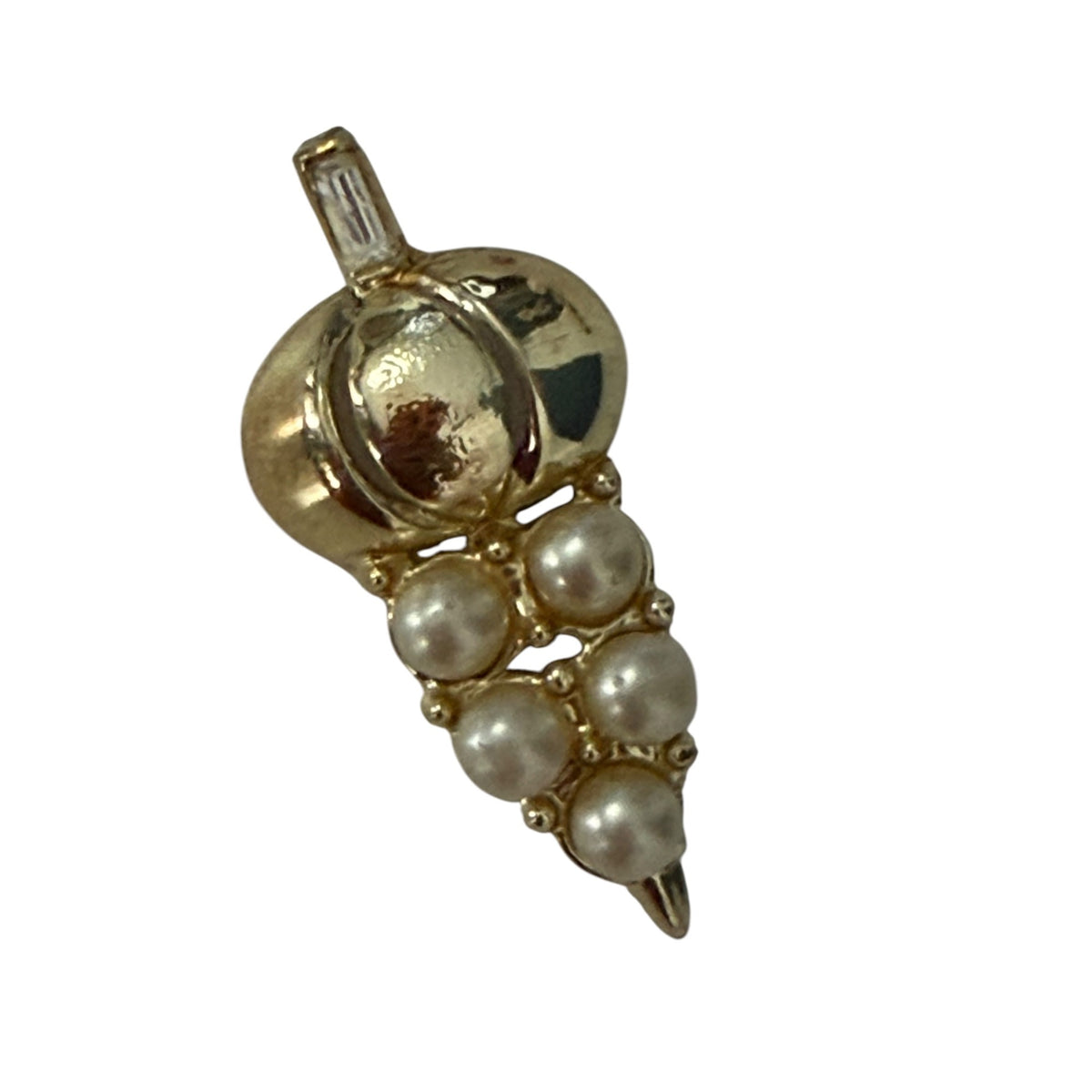 Vintage Gold Tone Faux Pearl Grape Cluster Pendant 1.5"