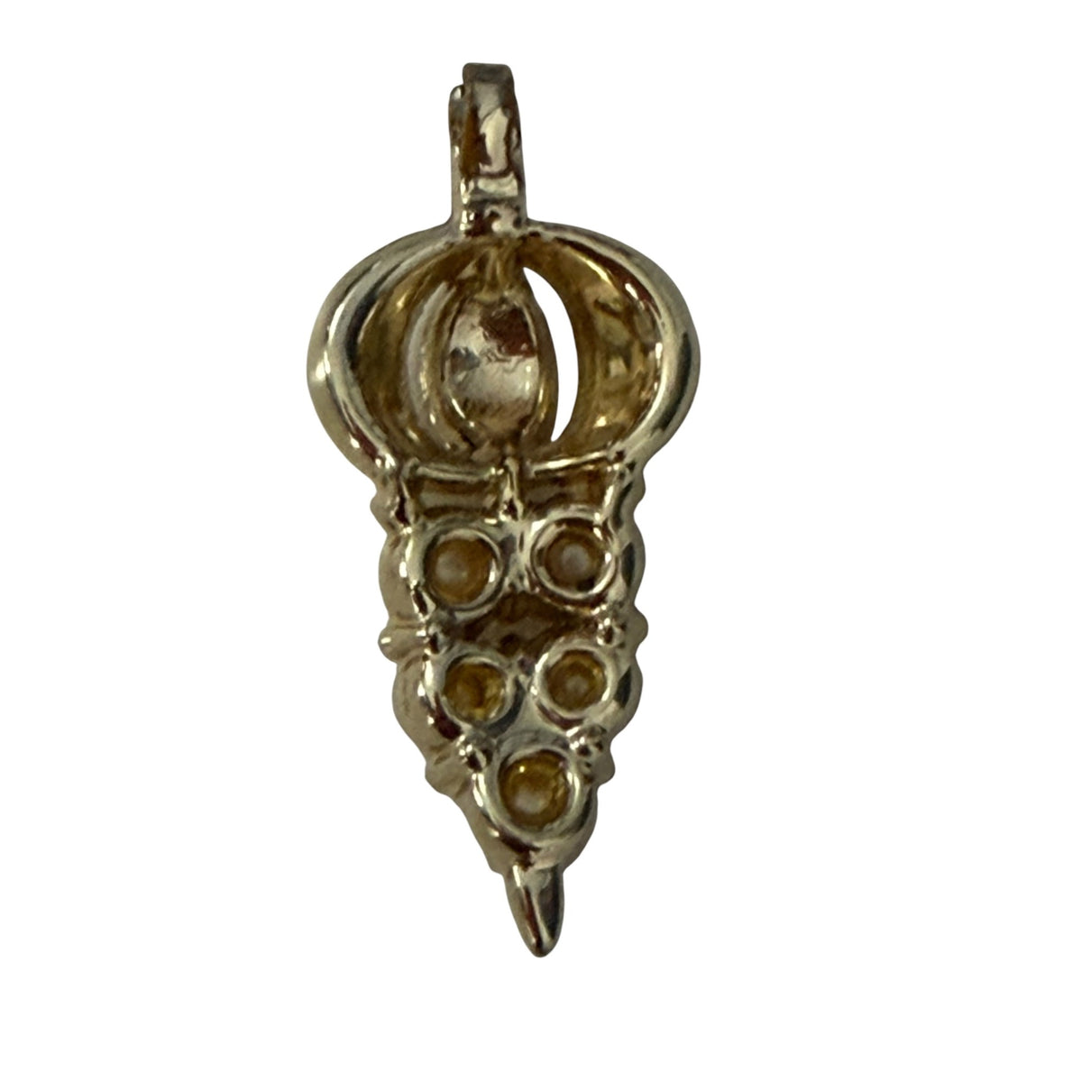 Vintage Gold Tone Faux Pearl Grape Cluster Pendant 1.5"