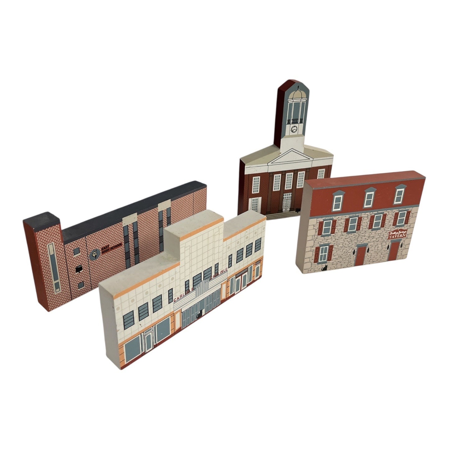 4 Cat’s Meow Village Wood Bldgs – Carlisle & Pennsylvania Landmarks – Signed