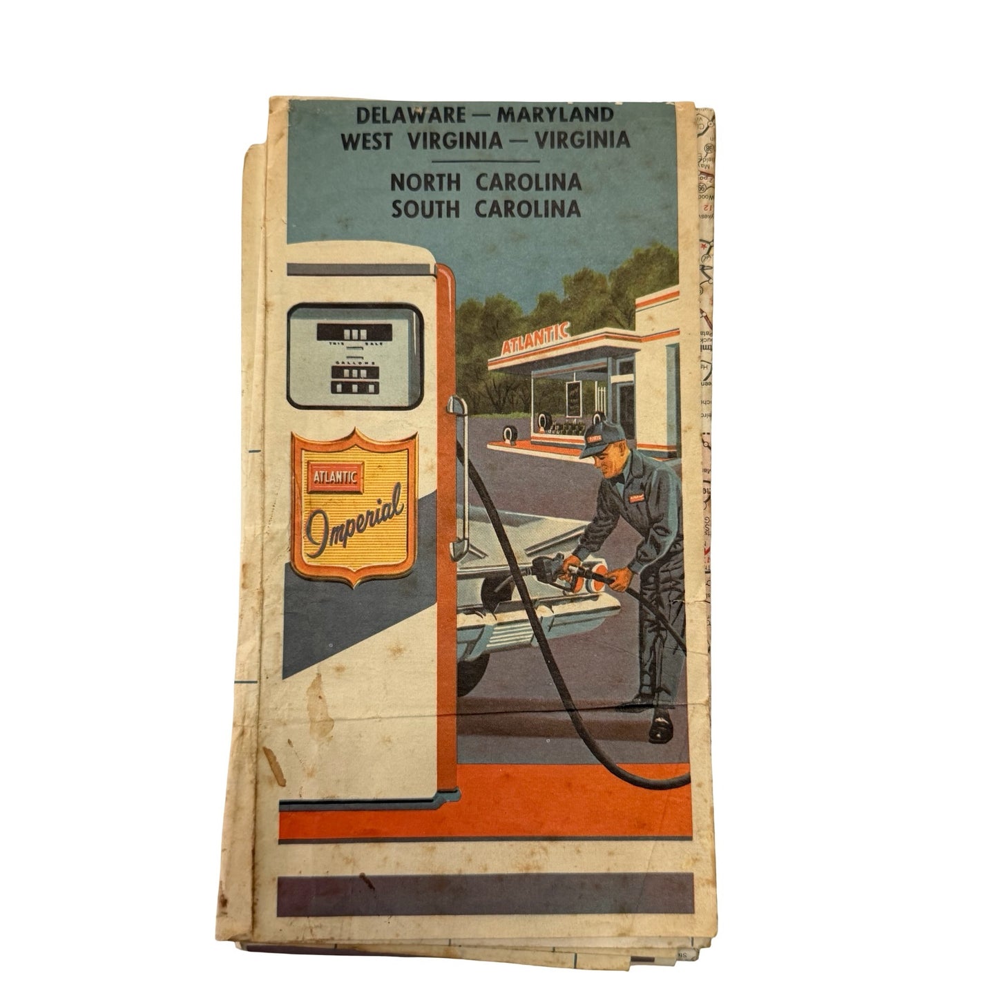 Vintage Atlantic Refining Company Road Map Mid Atlantic Southeast 1961 Gas Station Advertising