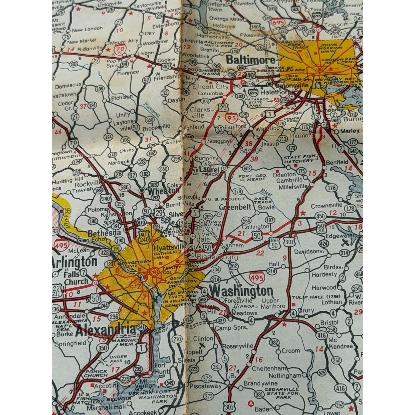 Vintage Atlantic Refining Company Road Map Mid Atlantic Southeast 1961 Gas Station Advertising