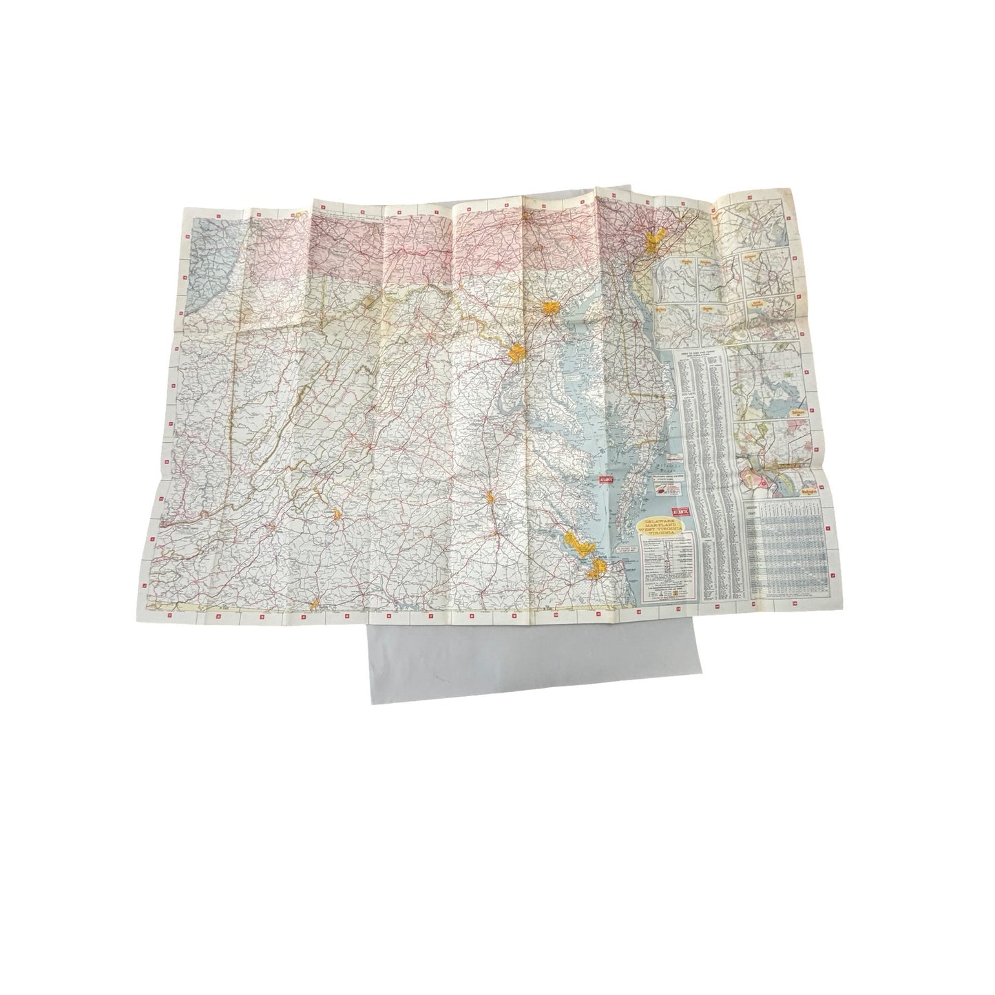 Vintage Atlantic Refining Company Road Map Mid Atlantic Southeast 1961 Gas Station Advertising