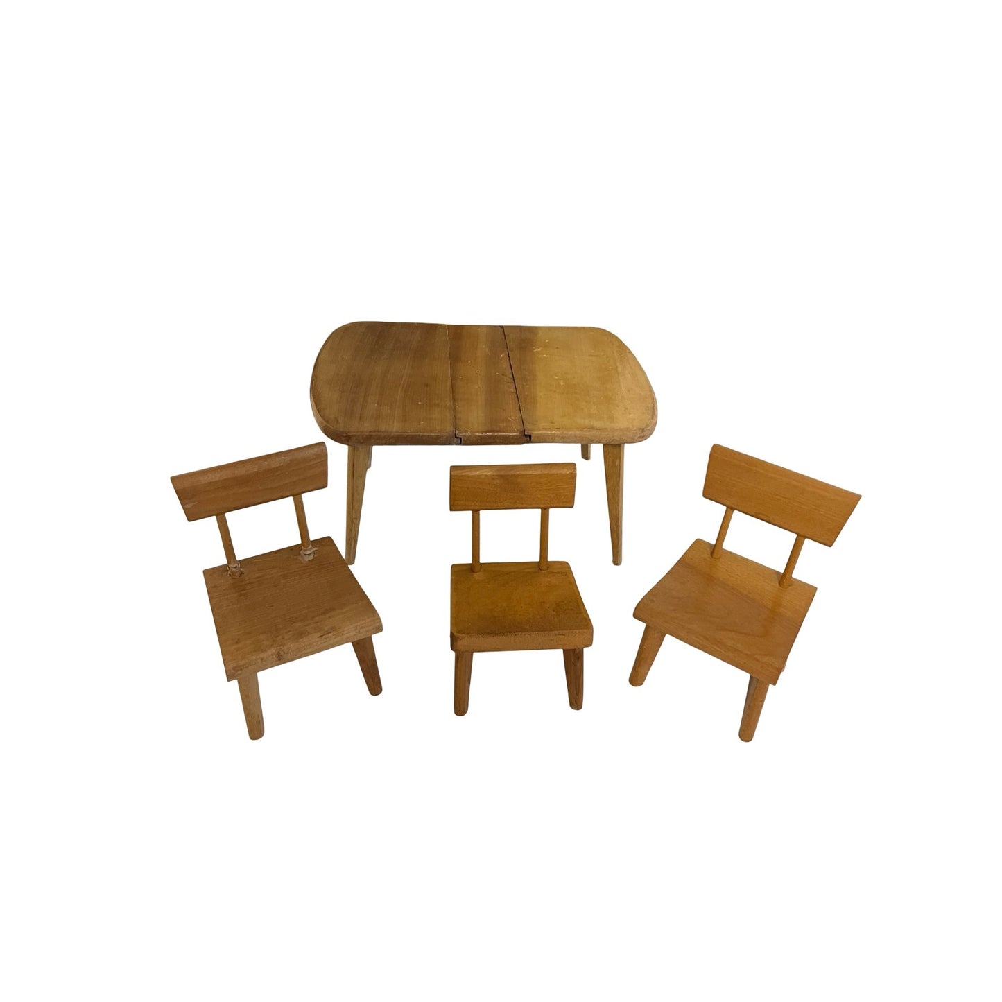 Vintage Strombecker Dollhouse Furniture Table Chairs Wood Mid Century Miniature Set 1:6