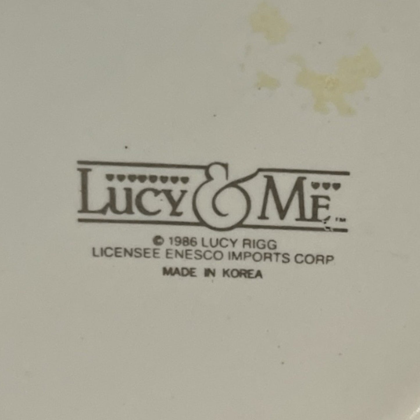 Vintage Lucy & Me Saturday's Child Teddy Bear Coffee Mug 1986 Enesco Korea Floral