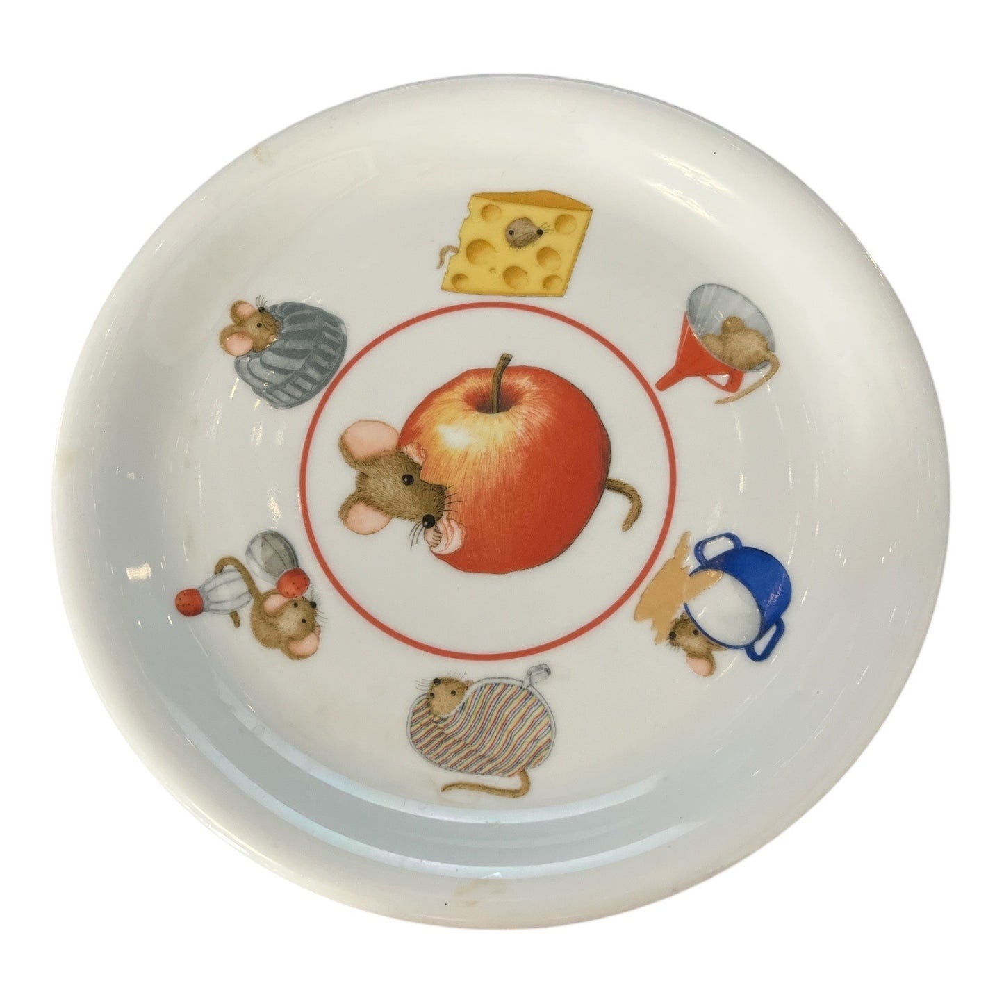 1993 Arzberg Germany Mouse & Apple Design Porcelain Plate By Helmut Spanner 8" 1993 Ravensburger