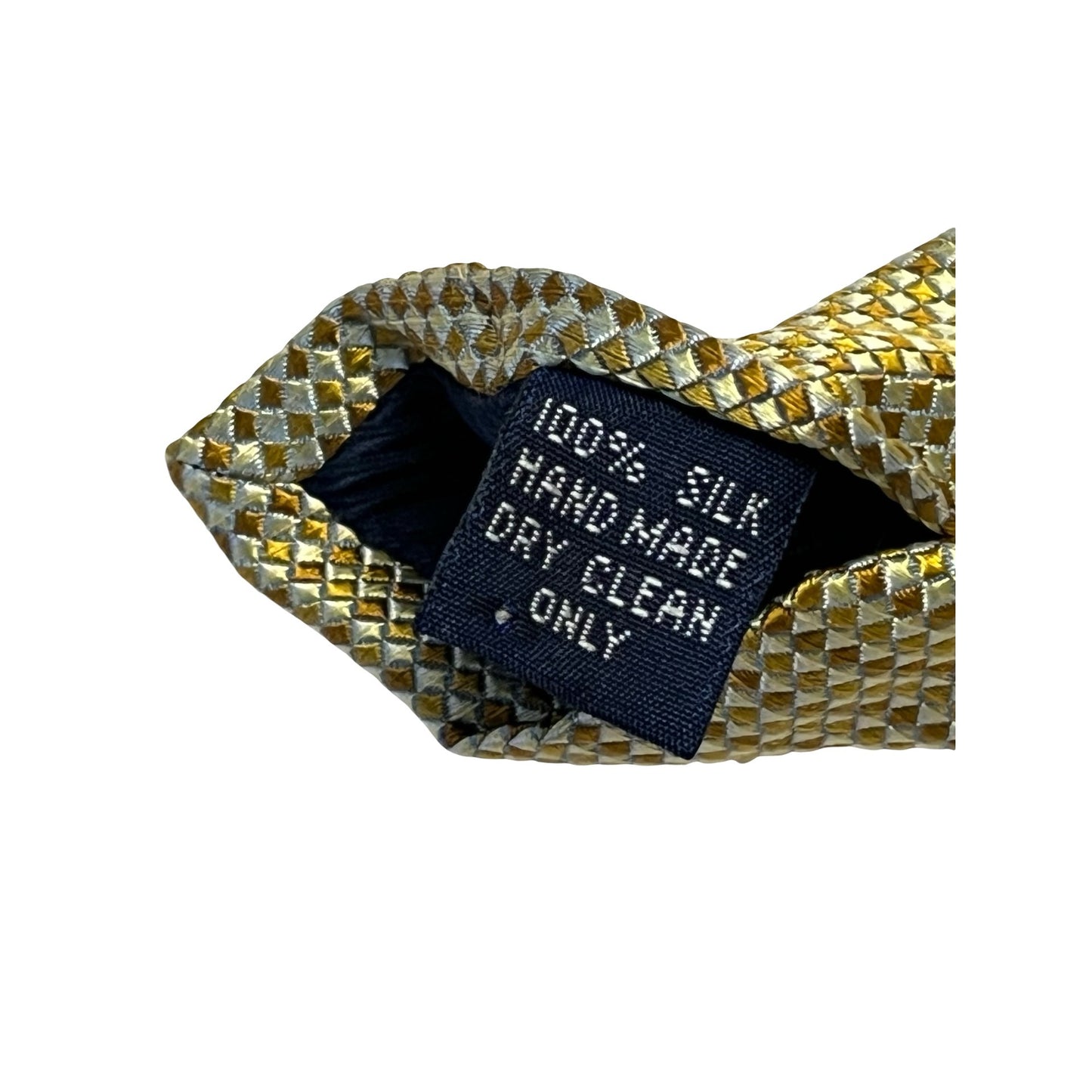 Vintage Henry Jacobson Silk Tie Gold Geometric Pattern Classic Mens Necktie