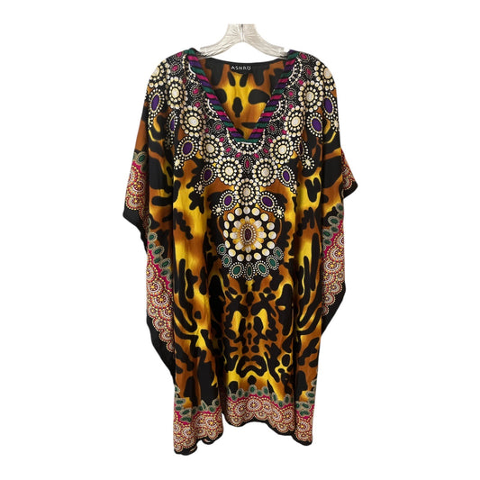 Ashro Y2K Embellished Kaftan Tunic Animal Print Rhinestone One Size