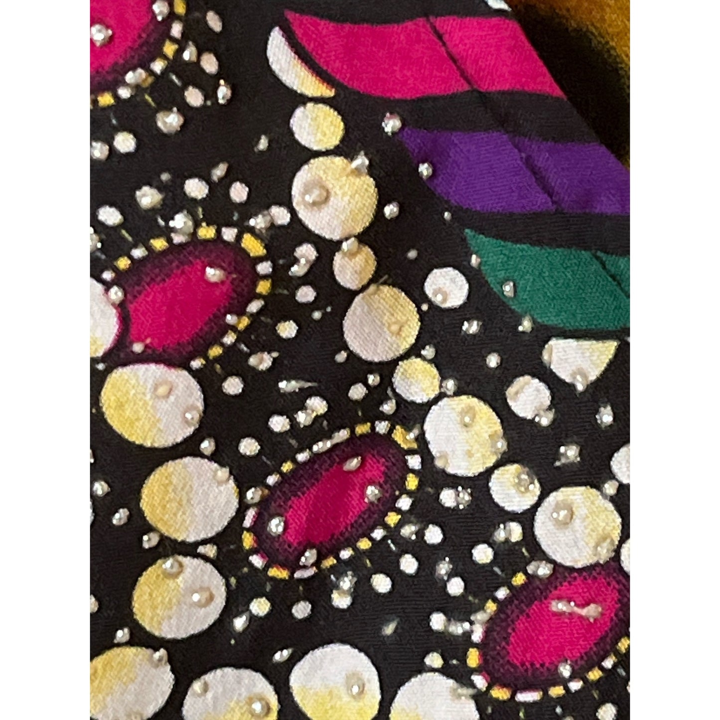 Ashro Y2K Embellished Kaftan Tunic Animal Print Rhinestone One Size