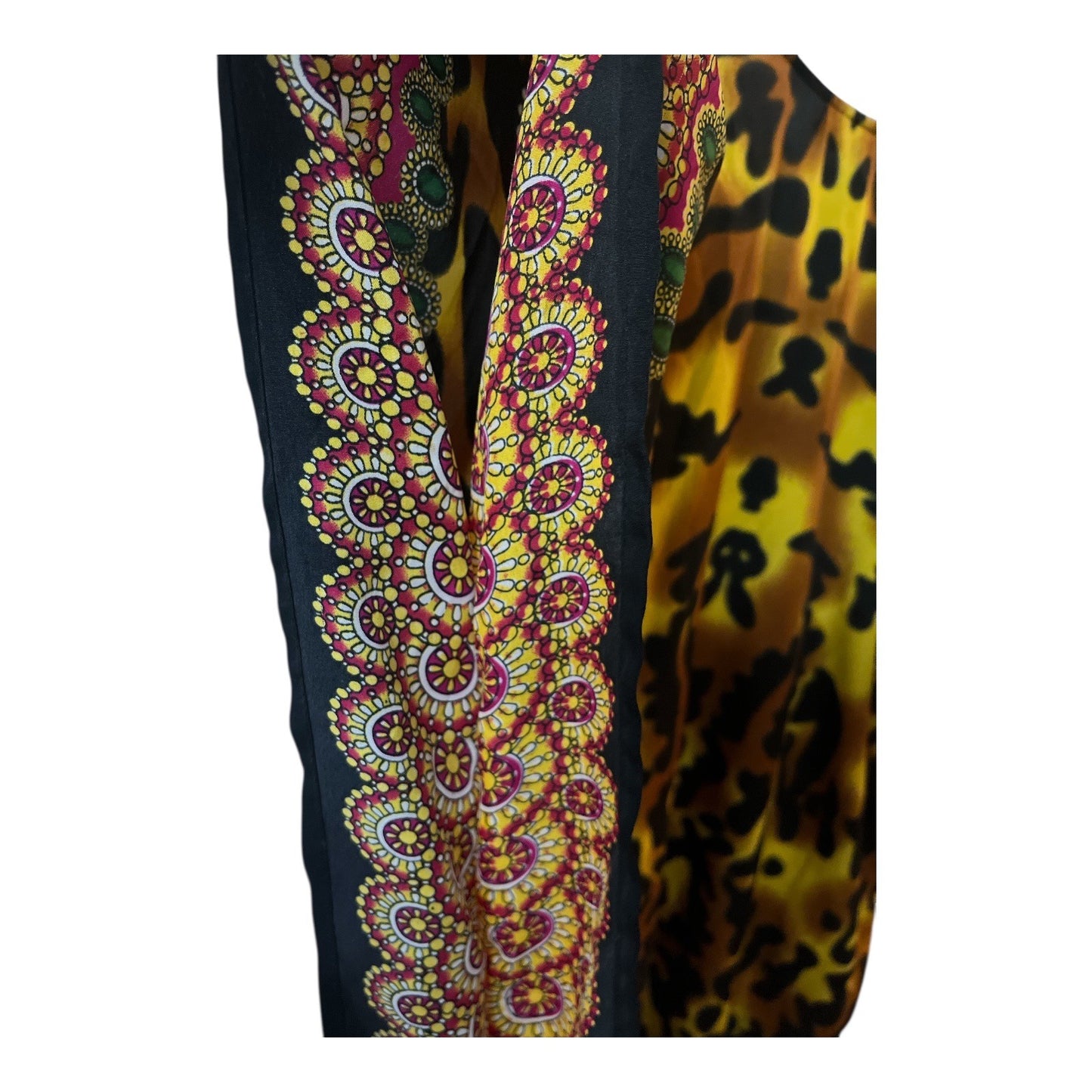 Ashro Y2K Embellished Kaftan Tunic Animal Print Rhinestone One Size