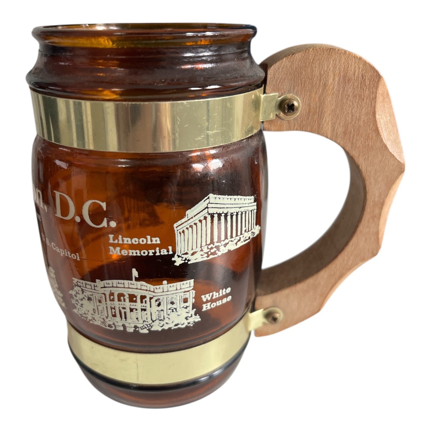 Vintage Siesta Ware Washington DC Souvenir Mug, Amber Glass Stein, Made in USA