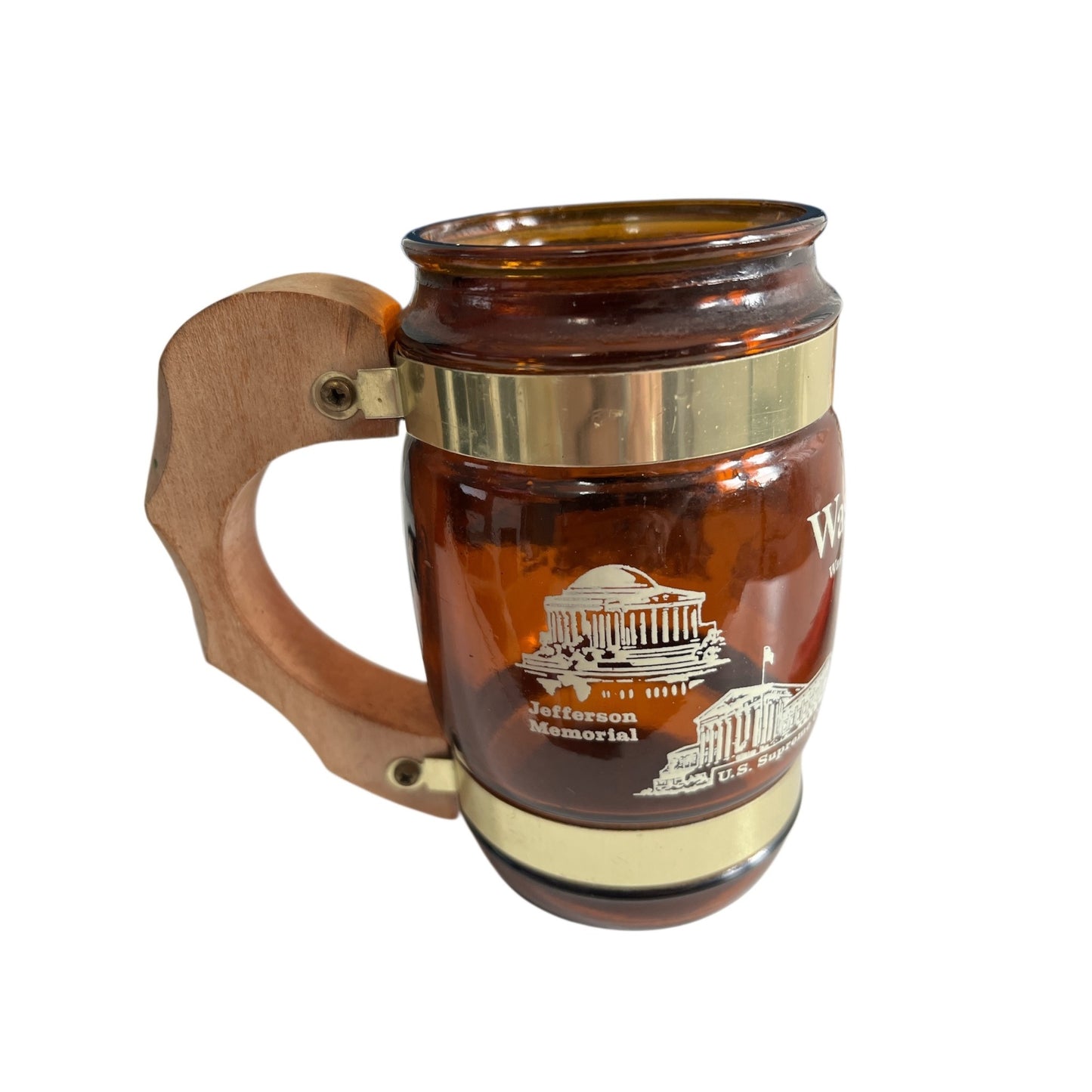 Vintage Siesta Ware Washington DC Souvenir Mug, Amber Glass Stein, Made in USA