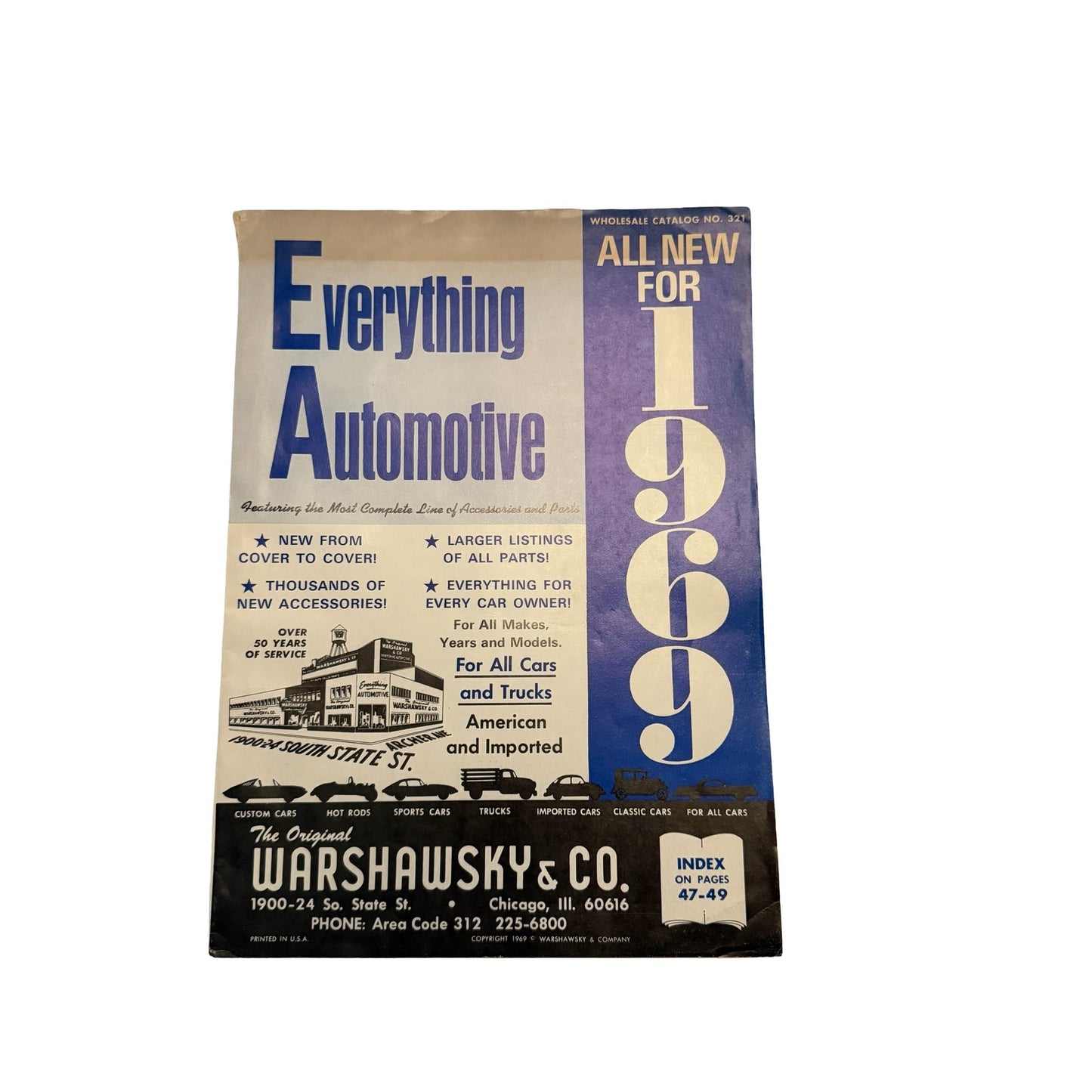 1969 Warshawsky & Co Everything Automotive Catalog No. 321 Chicago Auto Parts Vintage