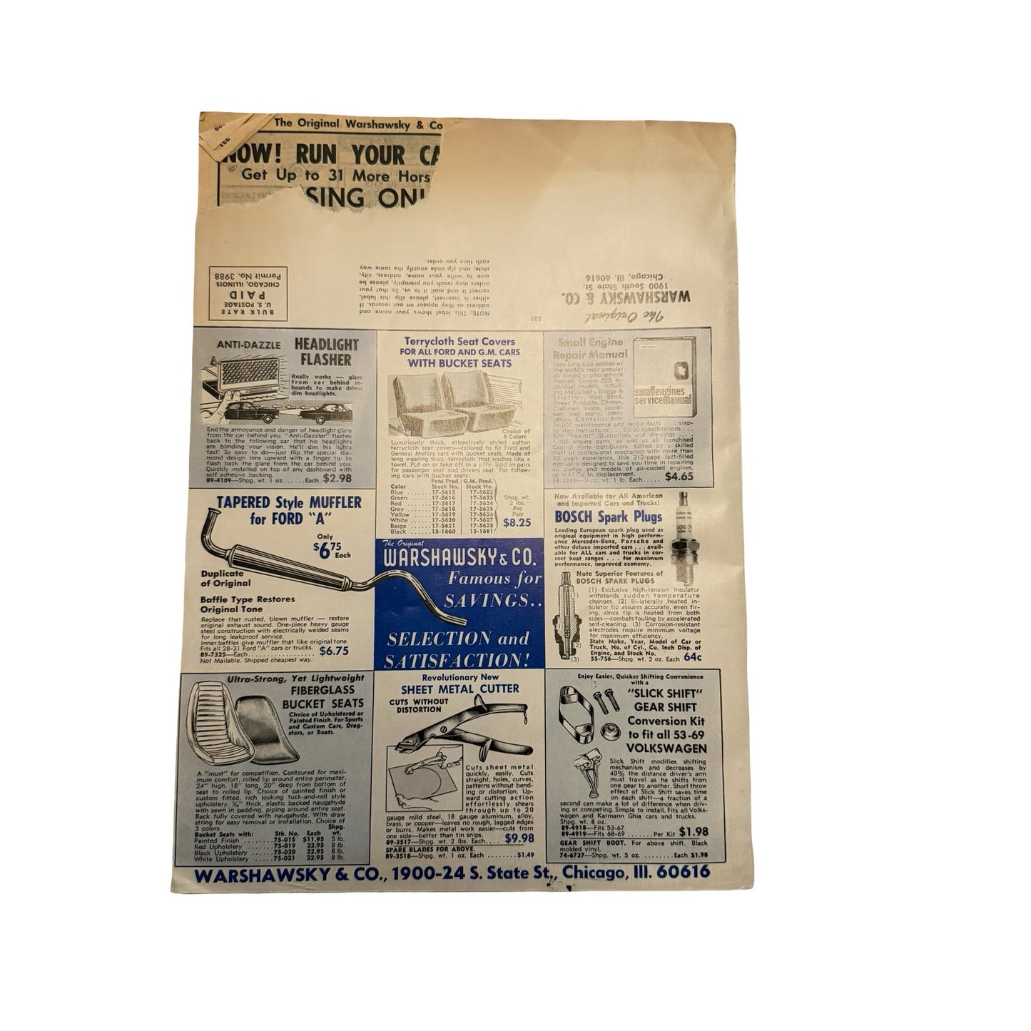 1969 Warshawsky & Co Everything Automotive Catalog No. 321 Chicago Auto Parts Vintage