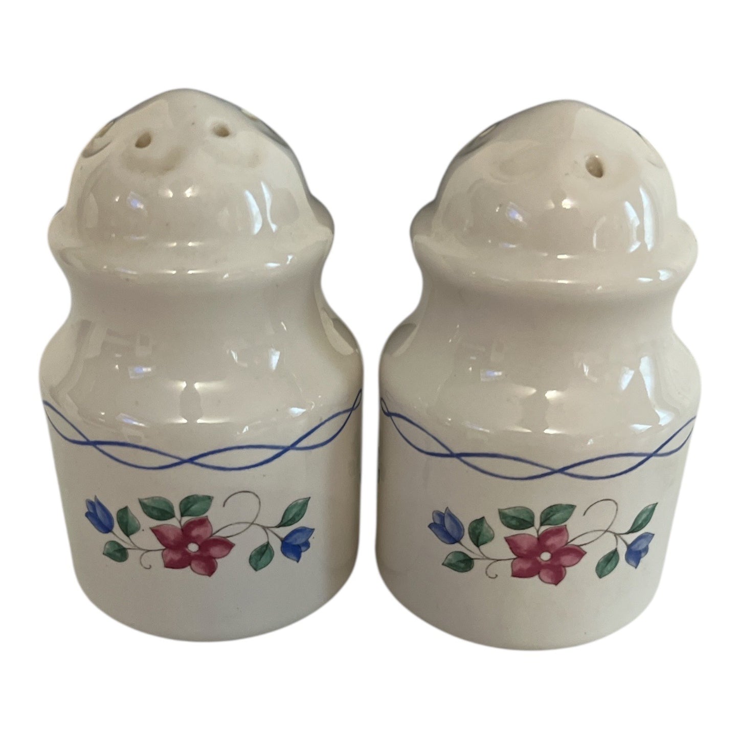 Pfaltzgraff Bonnie Brae Salt and Pepper Shakers – Vintage Floral Stoneware – 4” Tall, USA