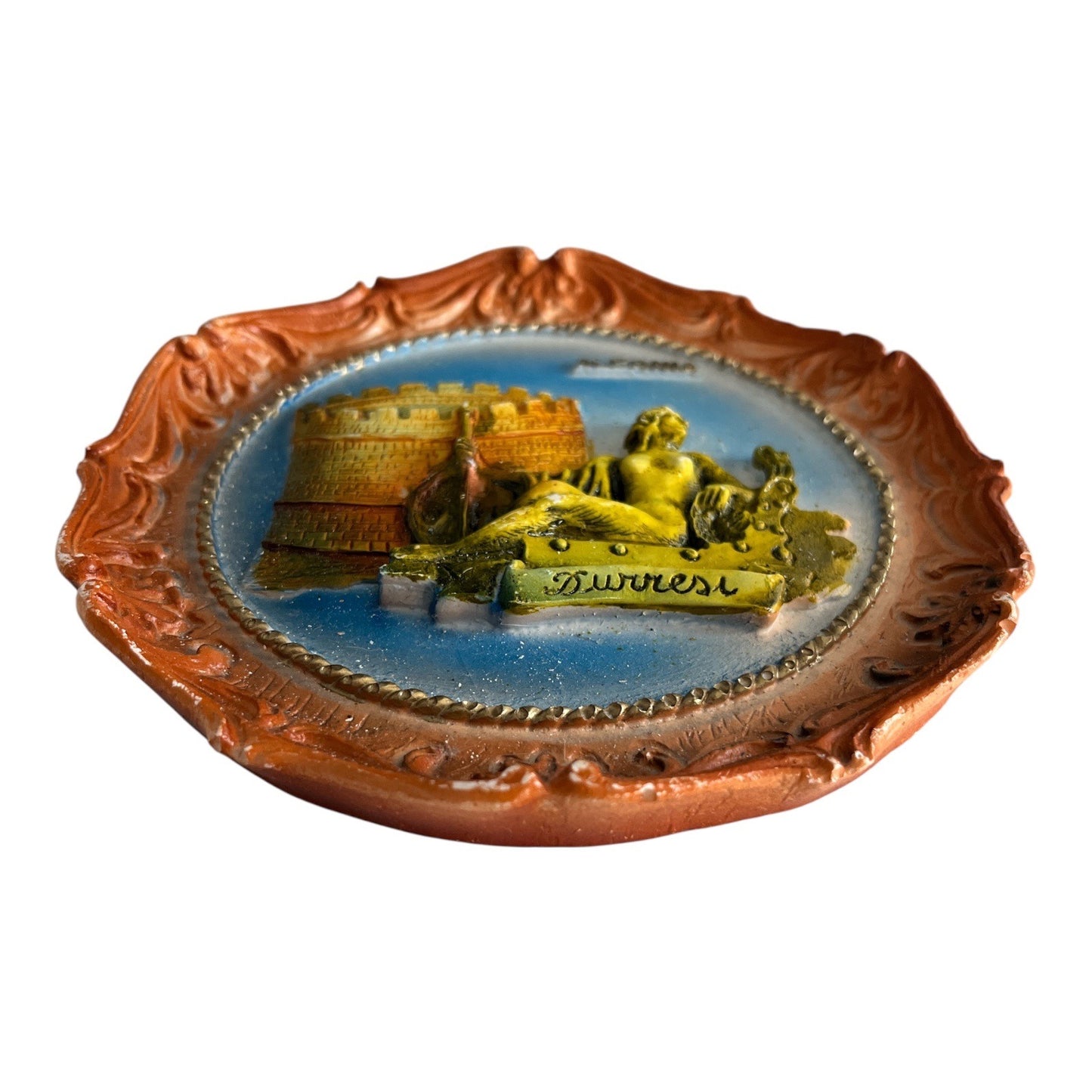 Vintage Albania Durres Souvenir Wall Plate – 3D Relief Design