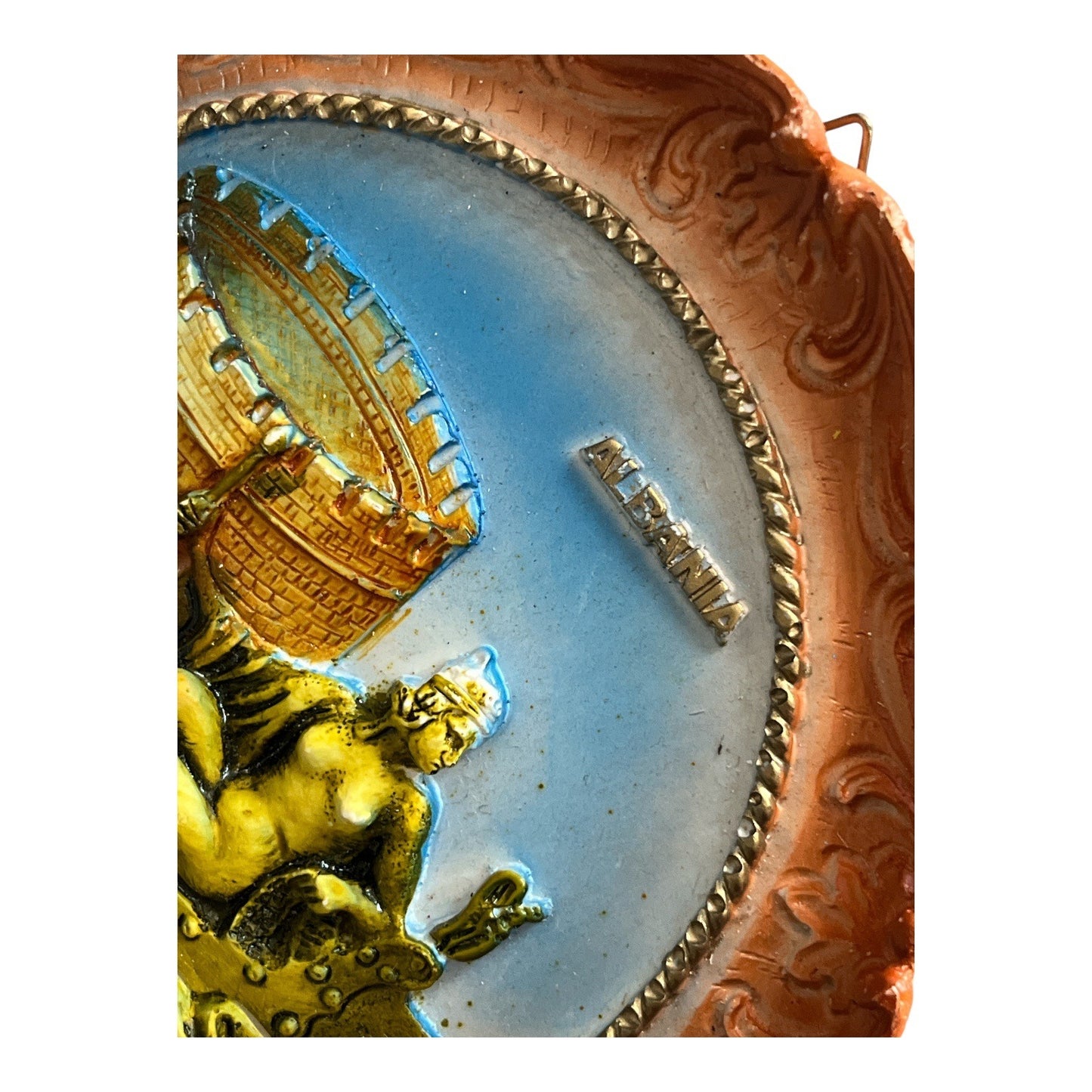 Vintage Albania Durres Souvenir Wall Plate – 3D Relief Design