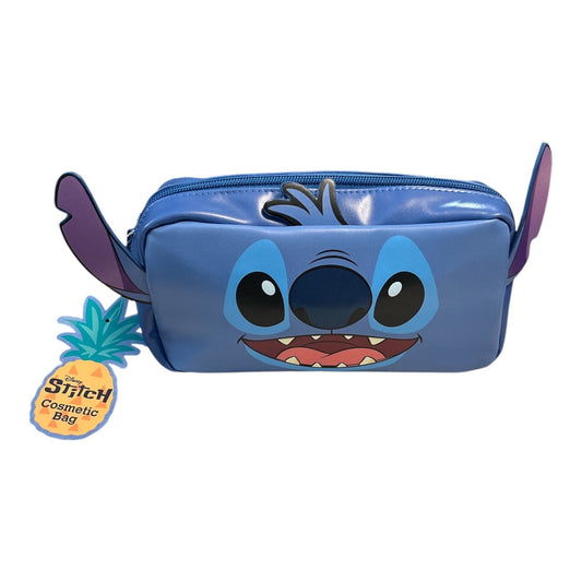 Disney Stitch Cosmetic Bag Blue Zip Pouch With Ears New Without Tags