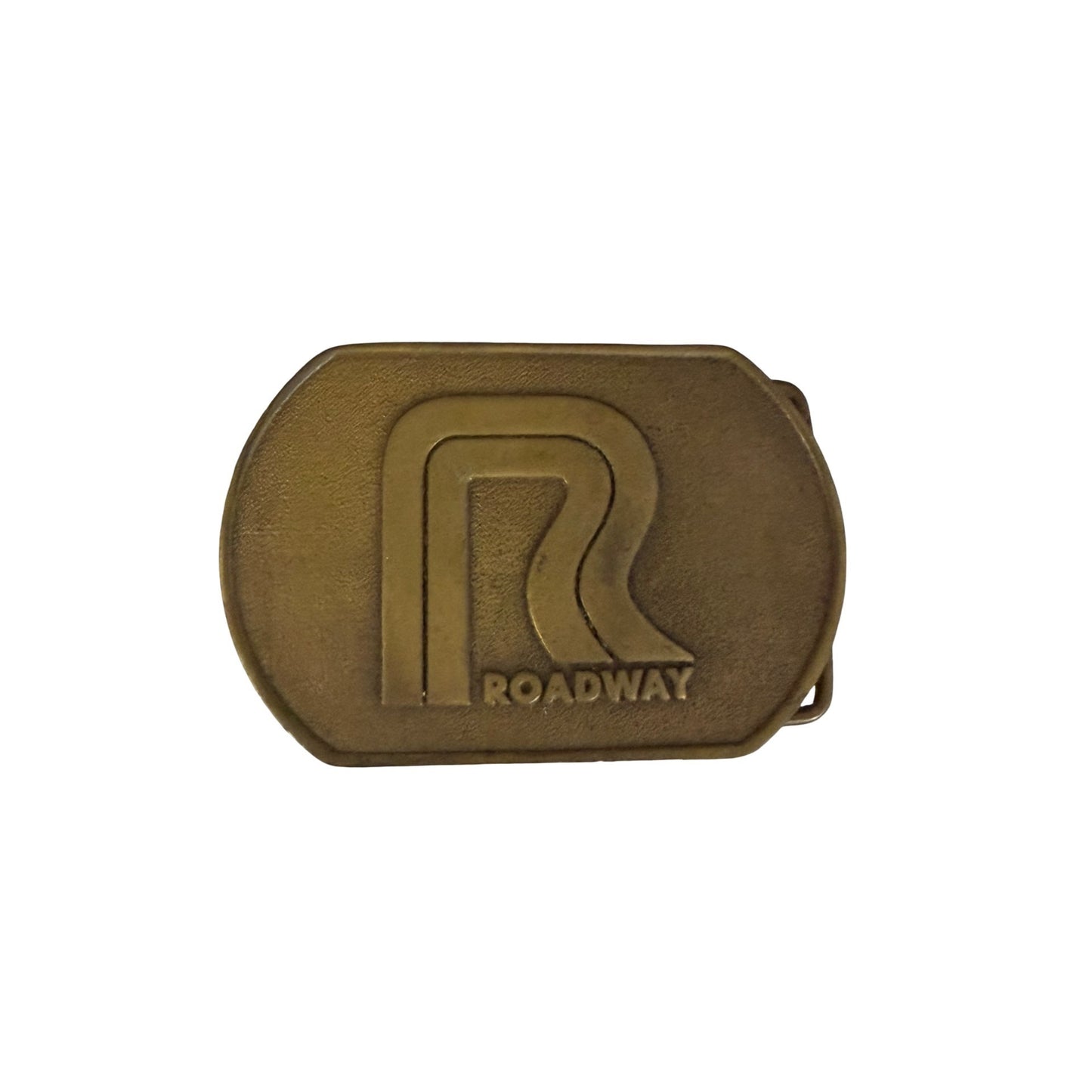 Vintage Roadway Trucking Brass Belt Buckle Railroad Style Logo Cleveland Ohio