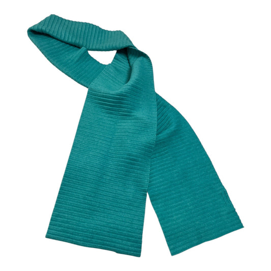 Y2K Coldwater Creek Teal Pleated Scarf Ribbed Texture Long