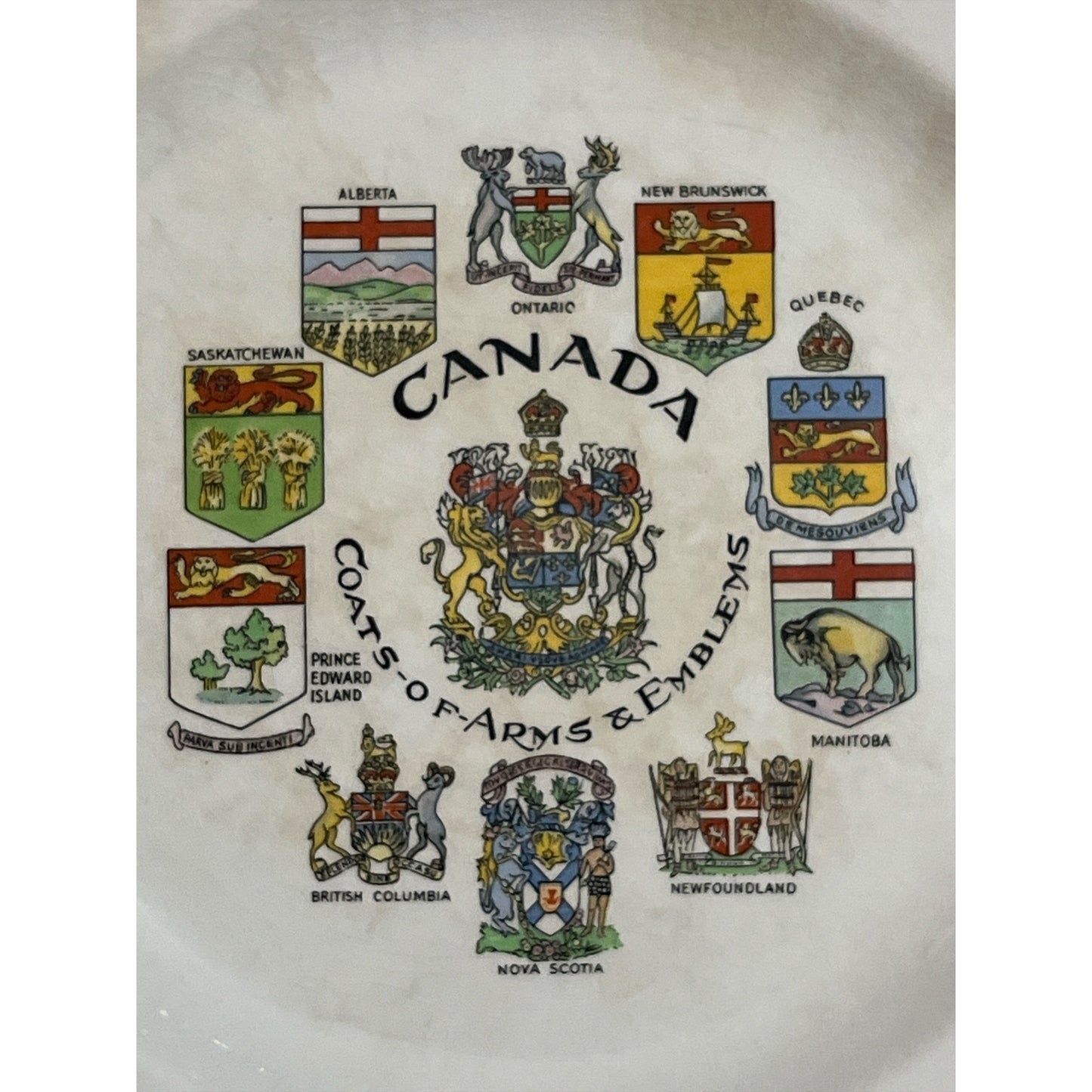 Vintage Canada Coats of Arms Plate Marlborough Old English Ironstone Simpsons England