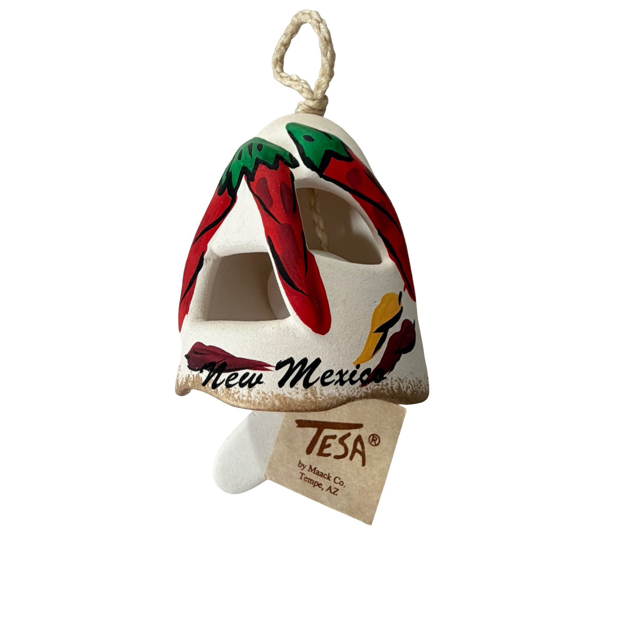 Vintage TESA New Mexico Chile Pepper Pottery Wind Bell Maack Co Tempe AZ 3”