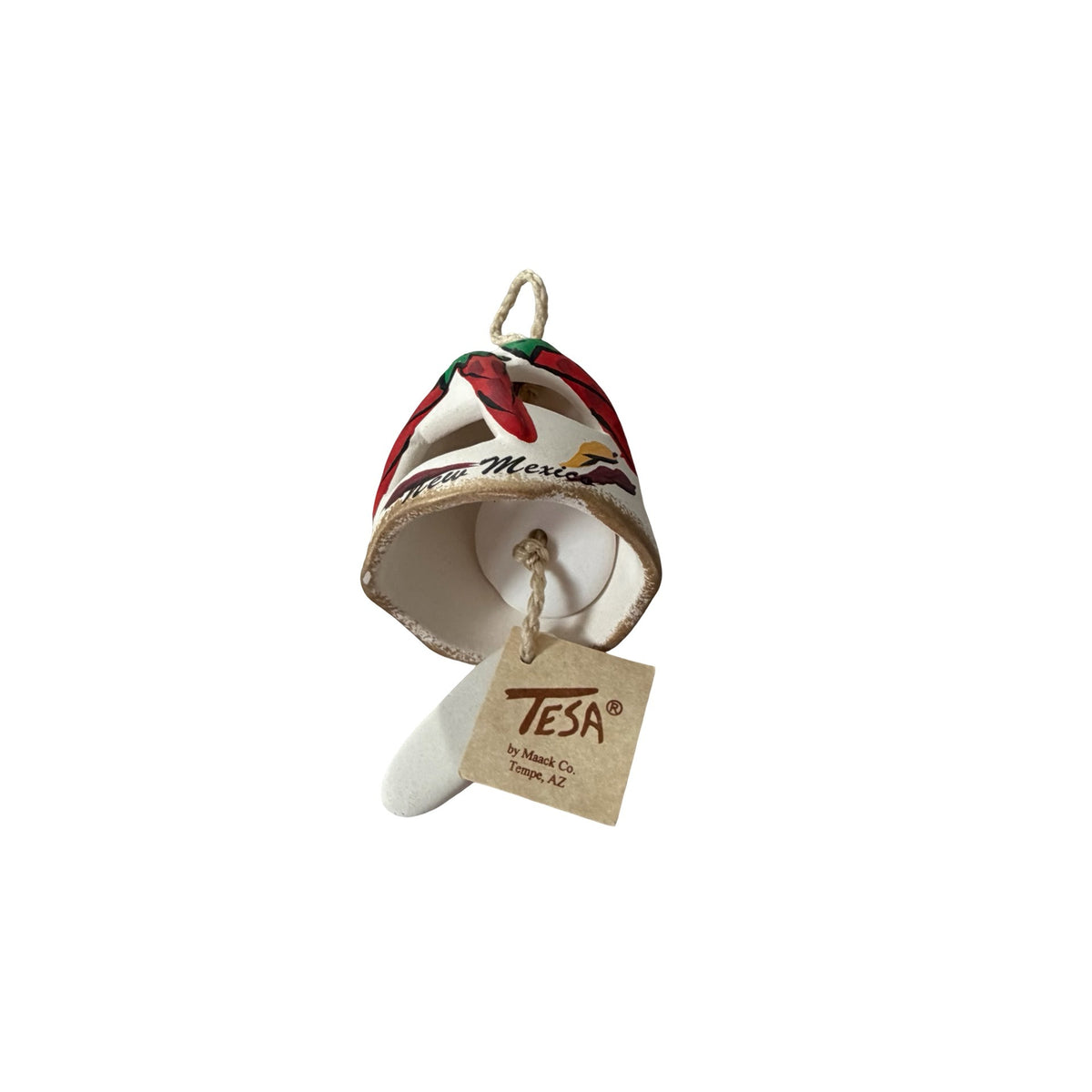 Vintage TESA New Mexico Chile Pepper Pottery Wind Bell Maack Co Tempe AZ 3”