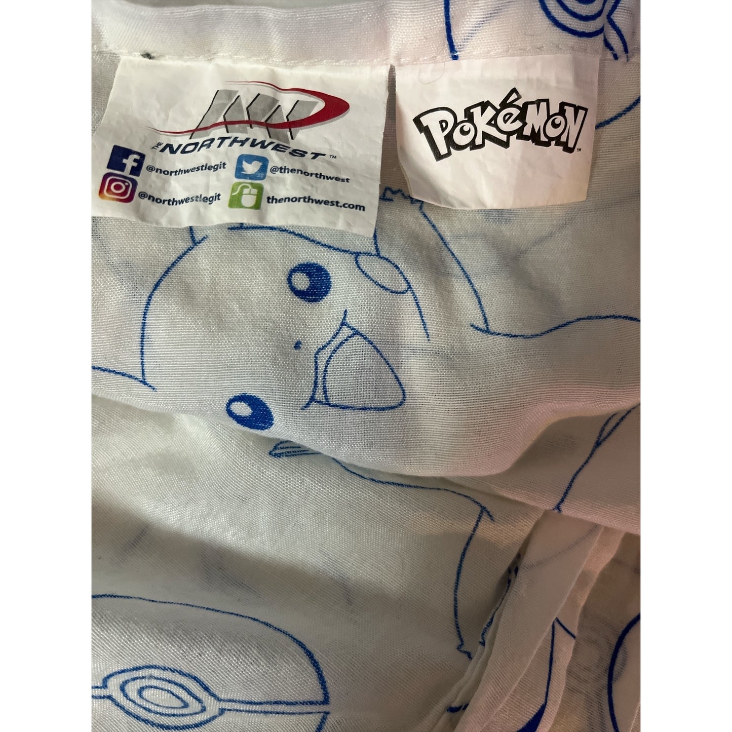 Pokémon Pikachu Twin Flat Sheet The Northwest White Blue Poké Ball
