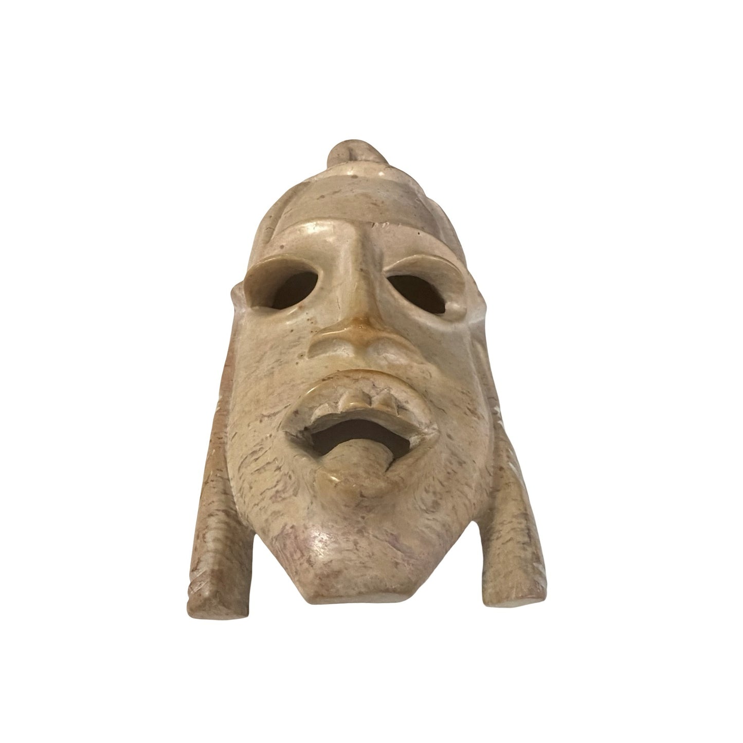 Vintage Hand Carved Stone Tribal Mask Wall Hanging 10” x 5” Folk Art Sculpture