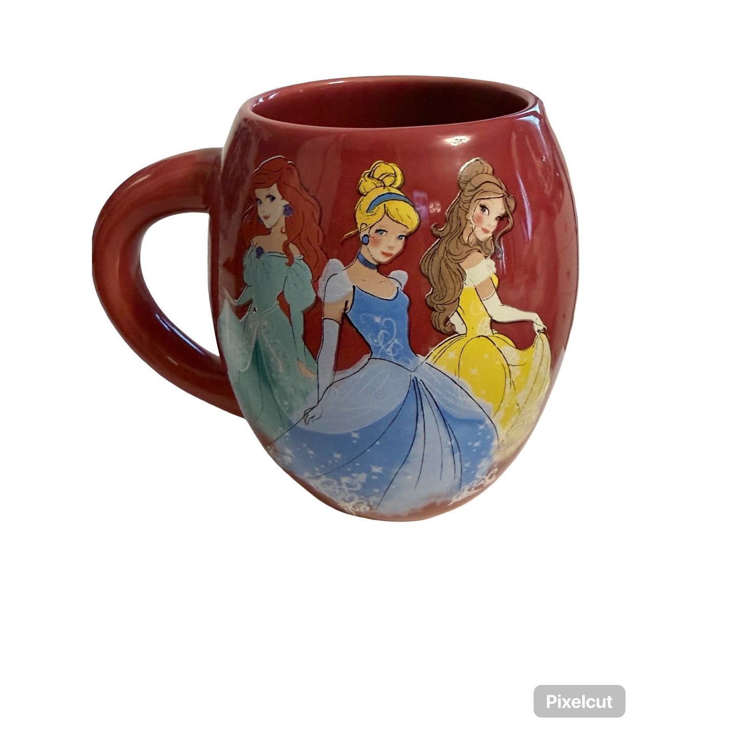 Disney Princess Ceramic Mug 18 oz Red Cinderella Belle Ariel Coffee Cup