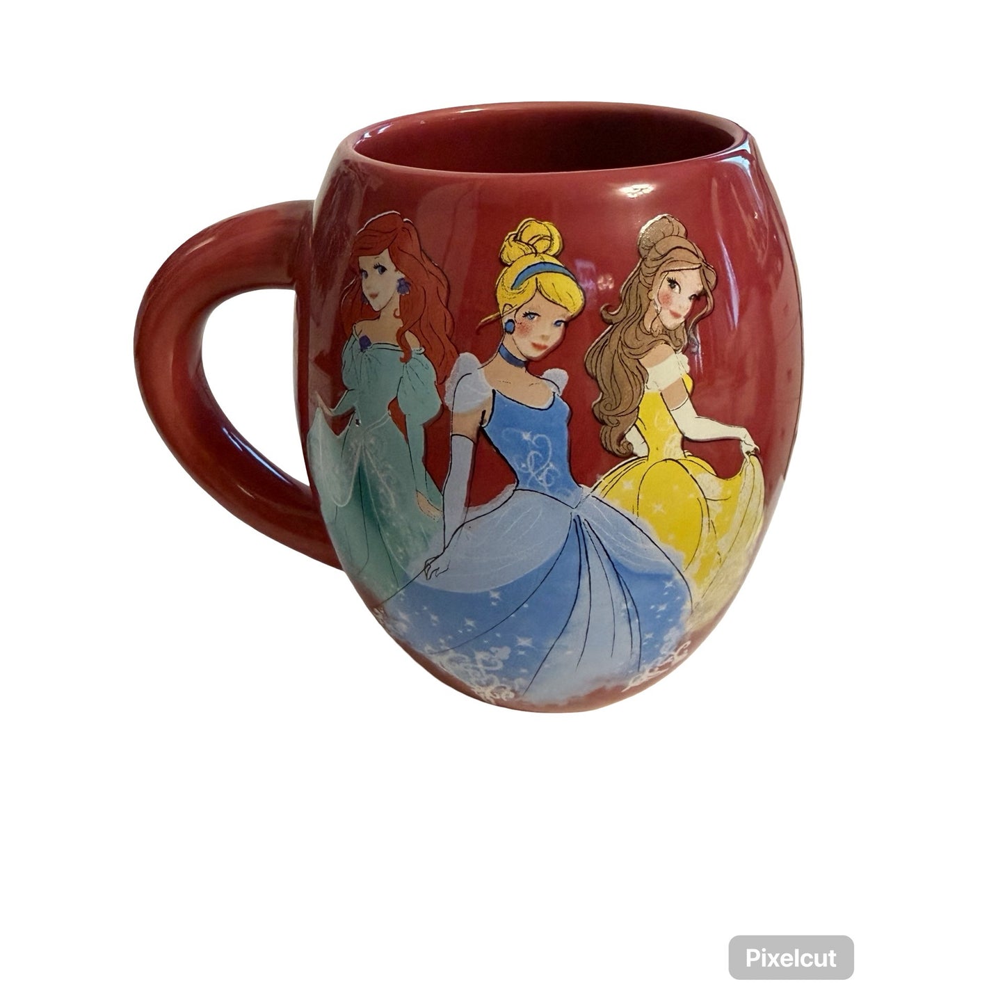 Disney Princess Ceramic Mug 18 oz Red Cinderella Belle Ariel Coffee Cup