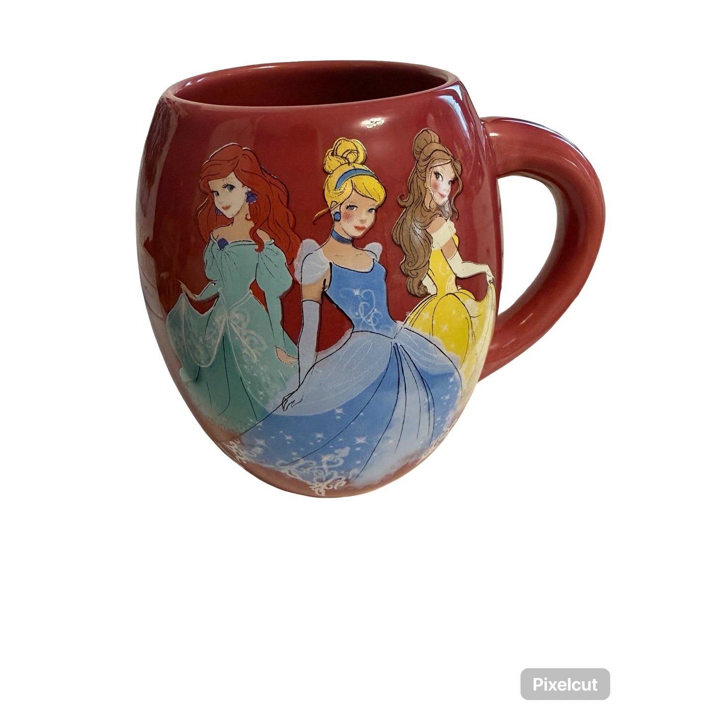 Disney Princess Ceramic Mug 18 oz Red Cinderella Belle Ariel Coffee Cup
