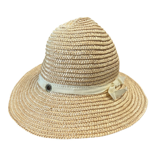 Vintage Youth-Sized Straw Hat – Made in Italy – Natural Woven with Ribbon Trim – 6" Diameter / 20" Circumference