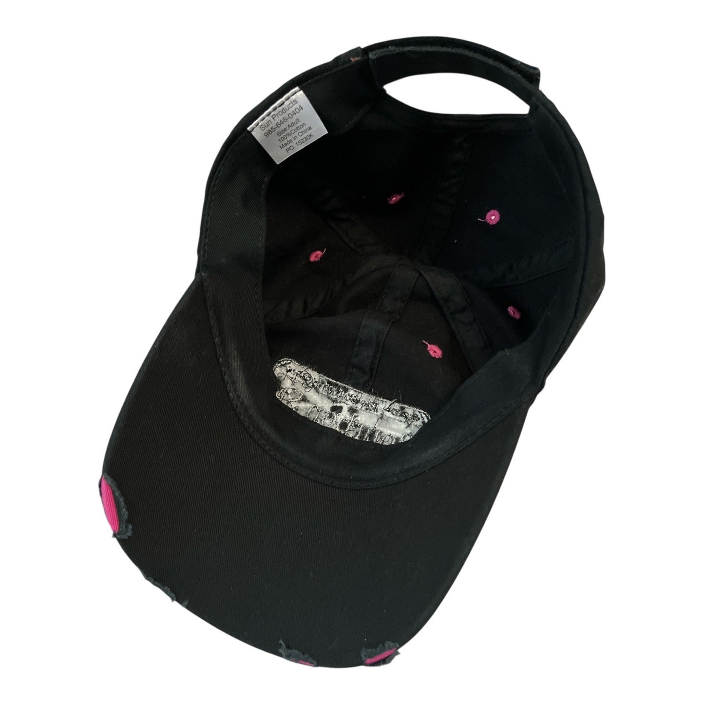 Bourbon Street New Orleans Hat – Pink Embroidery – Adjustable Distressed Cap by Sun Products