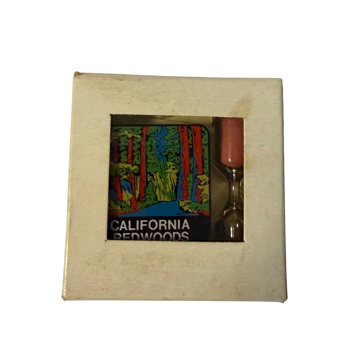Vintage California Redwoods Lucite Sand Timer Souvenir Paperweight Hourglass 2x2
