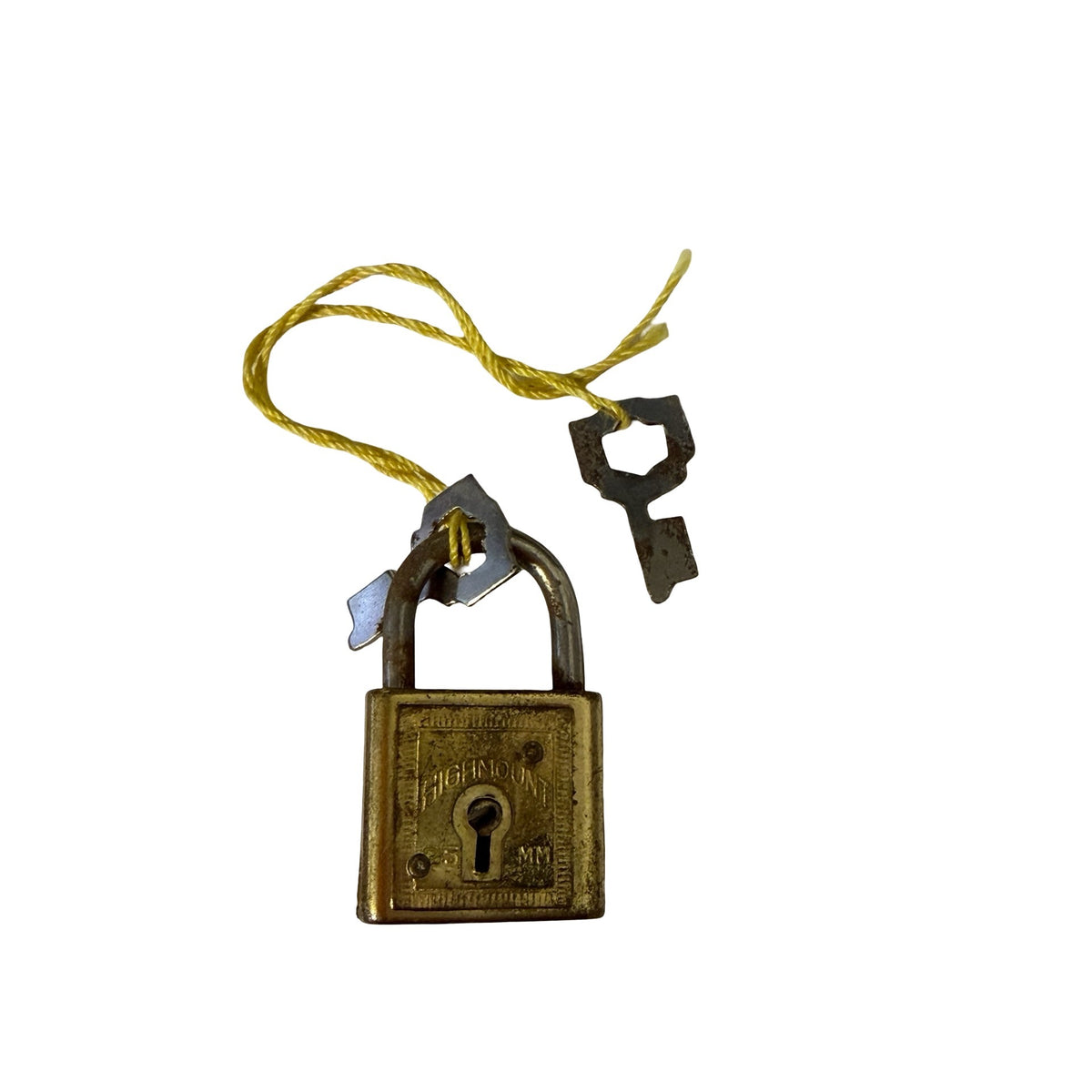 Vintage Highmount 25mm Mini Padlock Japan with 2 Keys Brass Tone Luggage Lock